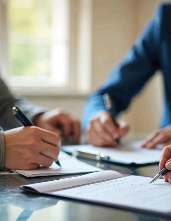 Immigration consultant reviewing documents